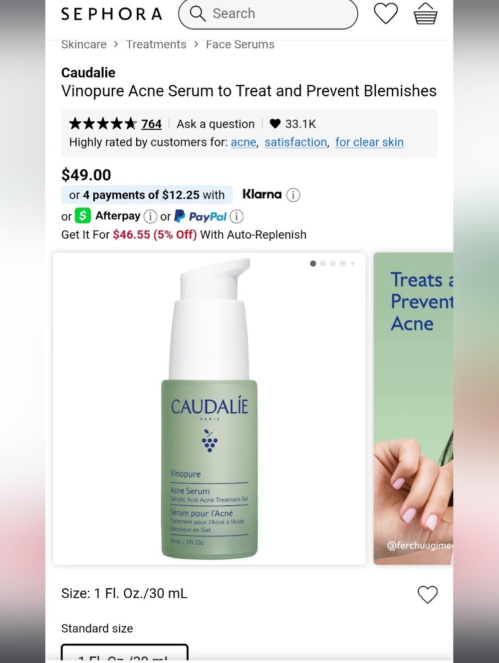 Caudalie Vinopure Acne Serum